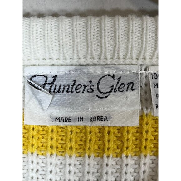 Vintage Hunter Glen Knit Sweater L White Striped Retro Preppy Classic Old Money - Picture 2 of 8